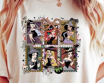 Princess Witches Halloween Shirt, Coquette Halloween Bow T-shirt, Snow White Ariel Jasmine Spooky Sweatshirt, Disneyland Pumpkin Season Tee