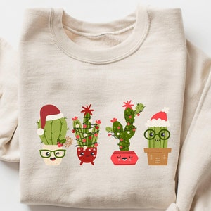 Christmas Cactus Sweatshirt, Christmas Plant Shirt, Christmas Plant Lady Shirt, Cactus Lover Gift, Plant Lover Shirt, Christmas Cactus Shirt image 1