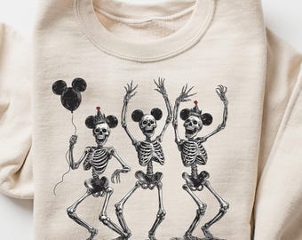 Dancing Skeleton Sweatshirt, Disney Halloween Shirt, Mickey Skeleton Shirt, Disney Halloween Party Skeleton Shirt, Funny Skeleton Shirt