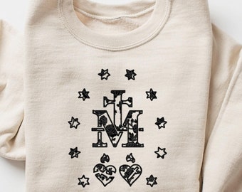 Sudadera católica mariana, suéter con cruz mariana, camiseta con regalos católicos, camiseta católica, camiseta cristiana, regalos religiosos, camiseta religiosa para mujer
