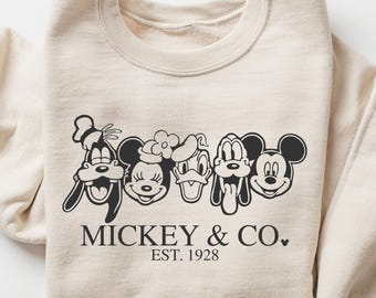 Mickey & Co Est 1928 Sweatshirt, Disney Mickey And Friends Shirt, Disney Shirts, Disney Trip Shirt, Disneyland Shirts, Disneyworld Shirt