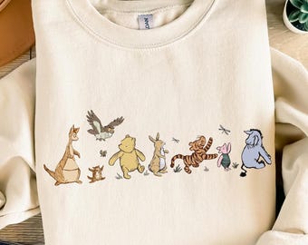 Retro Winnie The Pooh And Friends Sweatshirt, Winnie The Pooh Sweatshirt, Pooh Bear Sweatshirt, Disneyworld Family Matching Sweatshirt