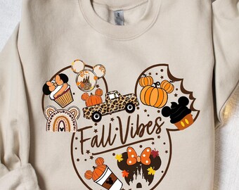 Fall Vibes Sweatshirt, Fall Disney Mickey Shirt, Fall Disney Shirt, Disney Halloween Shirt, Cute Fall Matching Family Gift Tee, Fall Shirt