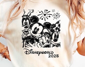 Retro Disneyworld 2025 Shirt, Retro Walt Disney Shirt, Disneyworld Matching Shirt, Disney Vacation Matching Shirt, Mickey And Friends Shirt
