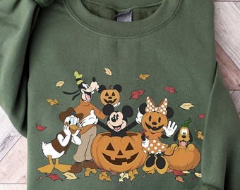 Mickey and Friends Autumn Sweatshirt, Disneyland Fall Vibes Shirt, Disney Family Halloween Trip Magic Kingdom Shirt, Disney Pumpkin Shirt