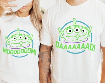 Comfort Colors® Retro Toy Story Alien Mom Dad T-shirt, Mommy Daddy Matching Tee, Mother's Day Gift, Father's Day Gift, Disney Trip Shirt