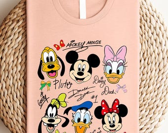 Mickey and Friends Signatures Shirt, Magical Sweatshirt, Disney Characters Tee, Disney Mouse Head Tee, Mickey & Co Gift, Disney Mickey Tee