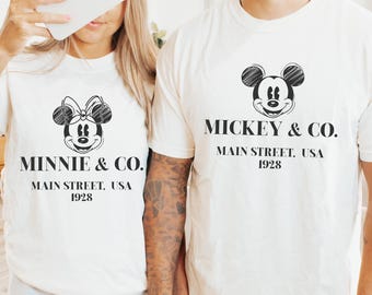 Comfort Colors® Retro Mickey Minnie Main Street USA Shirts, Disney Shirt, Mickey Minnie Matching Shirt, Mickey Minnie Shirt, Disney Matching