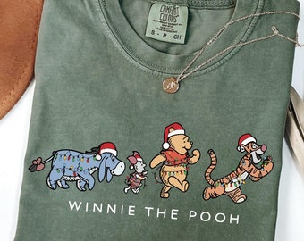 Comfort Colors® Winnie the Pooh Christmas Shirt, Disney Winnie the Pooh Gift Shirt, Christmas Family Shirt, Christmas Winnie the Pooh TShirt