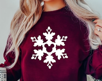 Disney Snowflake Christmas Sweatshirt, Mickey Snowflake T-Shirt Disneyland Xmas Shirt, Magic Kingdom Holiday Shirt, Disney Christmas Trip