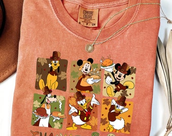 Comfort Colors® Mickey And Friends Thanksgiving Shirt, Disney Thanksgiving T-Shirt, Happy Thanksgiving Shirt, Gift For Thanksgiving