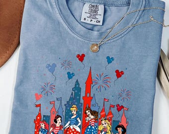 Comfort Colors® 4th Of July Princess Shirt, Disney 4th Of July Shirt, Independence Day Shirt, 4th Of July Shirt, Disney Princess Castle Tee
