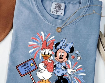 Comfort Colors® Disney 4th Of July Shirt, Minnie and Daisy Donald Shirt, Happy 4th Of July Shirt, Cute Disney 4th Of July Shirt, Couple Tee