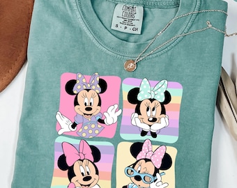 Comfort Colors® Minnie Mouse Bow Collage Shirt, Retro Minnie Mouse Shirt, Minnie Besties Shirt, Adult Disney World Girls Trip Shirts