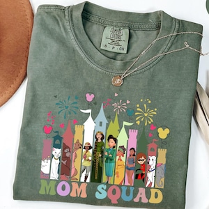 Comfort Colors® Mom Squad Shirt, Retro Disney Mom Vibes Shirt, Duchess, Perdita, Mrs. Potts, Helen Parr, Mrs. Jumbo T-shirt, Disney Mom Tee image 1