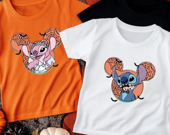 Halloween Stitch Shirt, Disney Stitch Tee, Stitch and Angel Matching Halloween Tee, Spooky Stitch Tee, Kids Halloween Stitch Tee, Family Tee