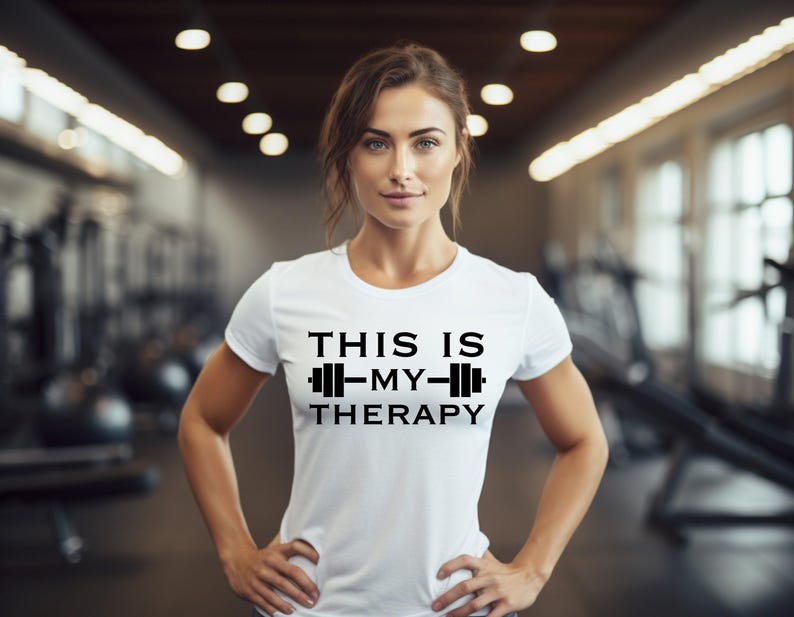 This is My Therapy Shirt, Weight Lifter Tee, Funny Gym Shirt, Workout Tee, Fitness Tee, Body Builder Gift, Inspirational Shirt, Fitness Gift immagine 3