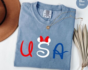 Comfort Colors® Mickey USA Flag Shirt, 4th Of July Shirt, American Flag Shirt, Disneyland Shirt, Mickey Mouse Shirt, Gift For Patriotic