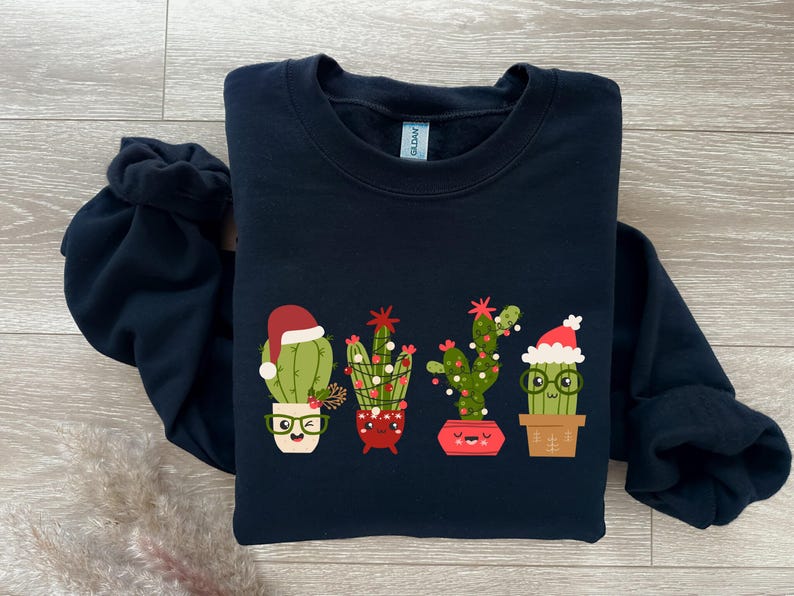 Christmas Cactus Sweatshirt, Christmas Plant Shirt, Christmas Plant Lady Shirt, Cactus Lover Gift, Plant Lover Shirt, Christmas Cactus Shirt image 4