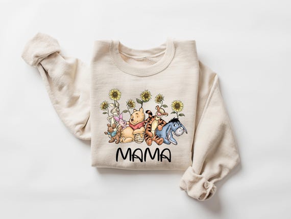 Floral Mama Sweatshirt, Winnie The Pooh Mama Shirt, Winnie the Pooh Mothers Days Gift, Floral Mom Shirt, Mama Sweatshirt, Mama Bear Shirt