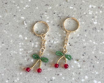 Porte-clés cerisier en perles fait main