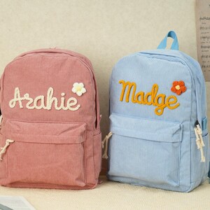Sac à dos en velours côtelé fait main, sac à dos personnalisé pour enfant, sac à dos monogramme pour tout-petit, cartables brodés pour tout-petits, sac à dos avec nom