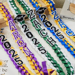 Personalized Graduation Lei with Name,Class of 2025 Graduation Lei,Custom Gradute Stole,Senior Night Gift Lei,Graduation Wreath Keepsake
