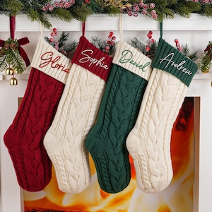 Personalized Christmas Stockings,2025 Family Embroidered Christmas Stocking,Knitted Stockings With Name,Holiday Stockings,Christmas Ornament
