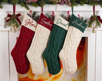 Personalized Christmas Stockings,2025 Family Embroidered Christmas Stocking,Knitted Stockings With Name,Holiday Stockings,Christmas Ornament