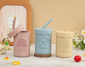 Custom Silicone Cup for Baby: Personalized Engraved Sippy Cups, Toddler Training Cup, Tumbler Gifts