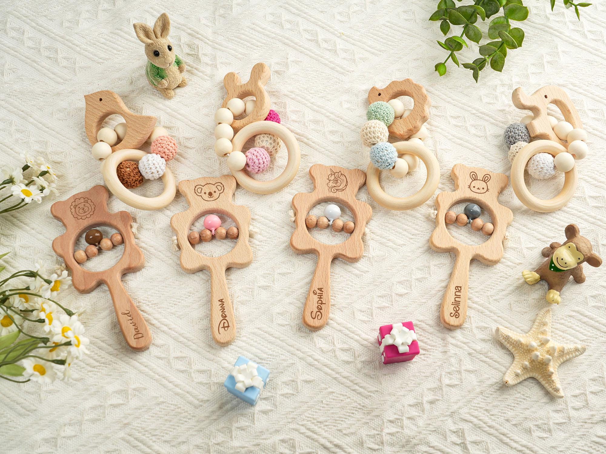 Personalized Rattle for Baby,custom Wooden Baby Rattle,engraved Rattle ...