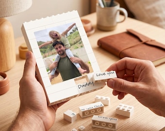Custom Photo Building Block Puzzle, Dad and Me Keepsake, Father's Day Gift