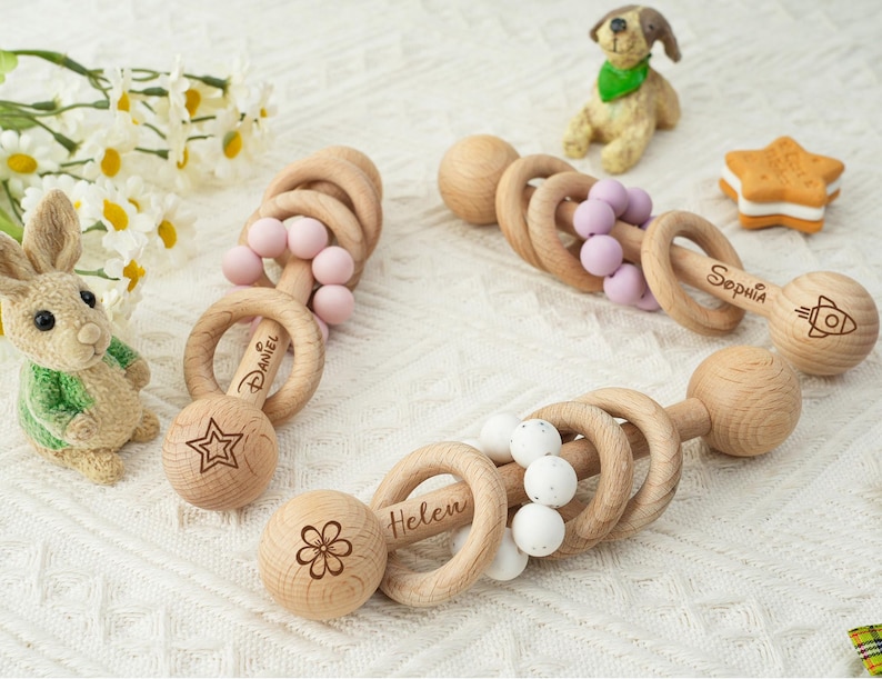 Custom Wooden Baby Rattle,personalized Baby Rattle for Boy Girl ...