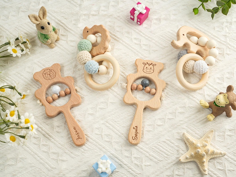 Personalized Rattle for Baby,custom Wooden Baby Rattle,engraved Rattle ...