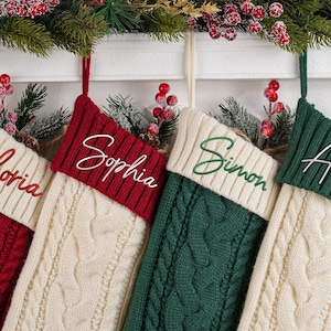 Personalized Knitted Christmas Stockings,2025 Family Embroidered Christmas Stocking,Xmas Stockings with Name,Holiday Stockings Ornament