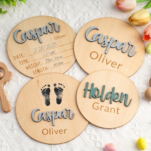 Aangepast bord babyaankondiging, gepersonaliseerde babyaankondiging, babynaam met geboortestatistieken, houten plaquette babyaankondiging, babyshowercadeaus