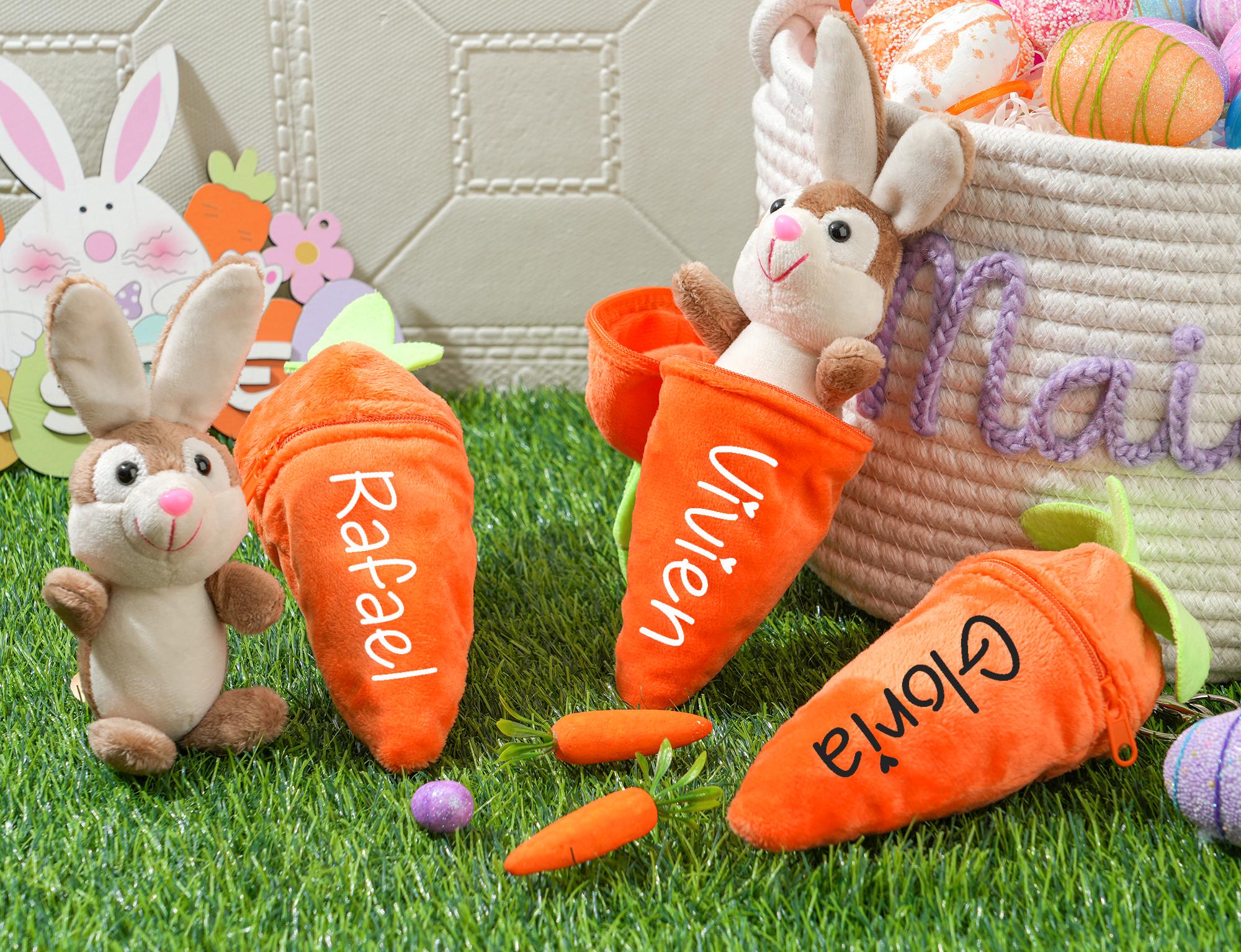 パーソナライズされたイースターバニーウサギ：リバーシブルニンジン