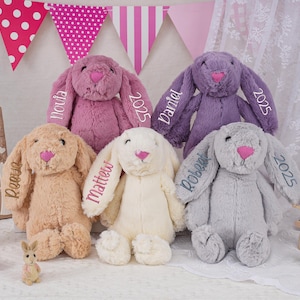 Personalized Bunny Rabbit,Custom Baby Gift,Embroidered Bunny,Baby Shower Gift,Newborn Baby Gift,Stuffed Bunny Doll,Easter Gift for kids