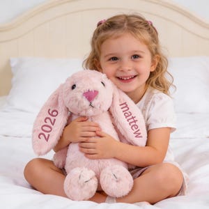 Personalized Embroidered Bunny Rabbit, Stuffed Doll, Newborn Baby Shower Gift, Easter Gift for Kids