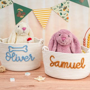 Benutzerdefinierte Babyparty Geschenkkorb, personalisierte Baby Name Korb, handgemachte Seil Baby Spielzeug Korb, Neugeborenen Geschenk, personalisierte Aufbewahrungskorb Geschenke