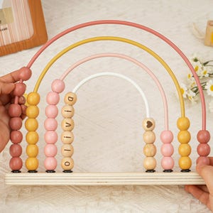 Personalized Baby Abacus,Engraved Baby Rainbow Abacus,Wooden Baby Abacus,Custom Baby Nursery Decor,Baby Shower Gifts,Toddler Educational Toy