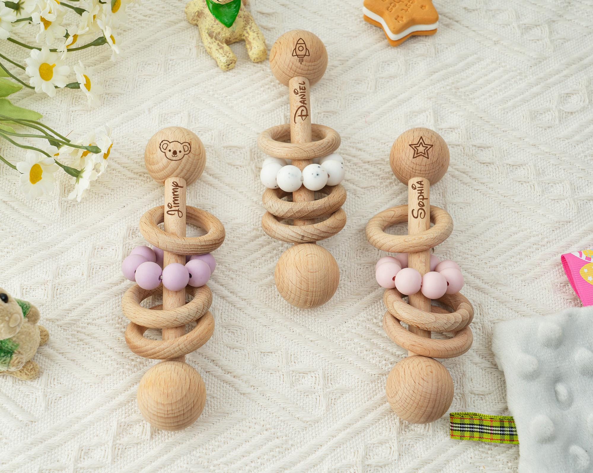 Custom Wooden Baby Rattle,personalized Baby Rattle for Boy Girl ...