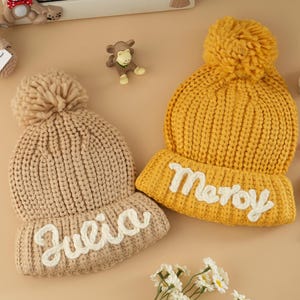 Baby Beanie Personalized, Custom Toddler Beanie, Unisex Baby Beanie, Custom Baby Name Hat, Embroidery Knit Baby Beanie, Kid&#39;s Winter Hats