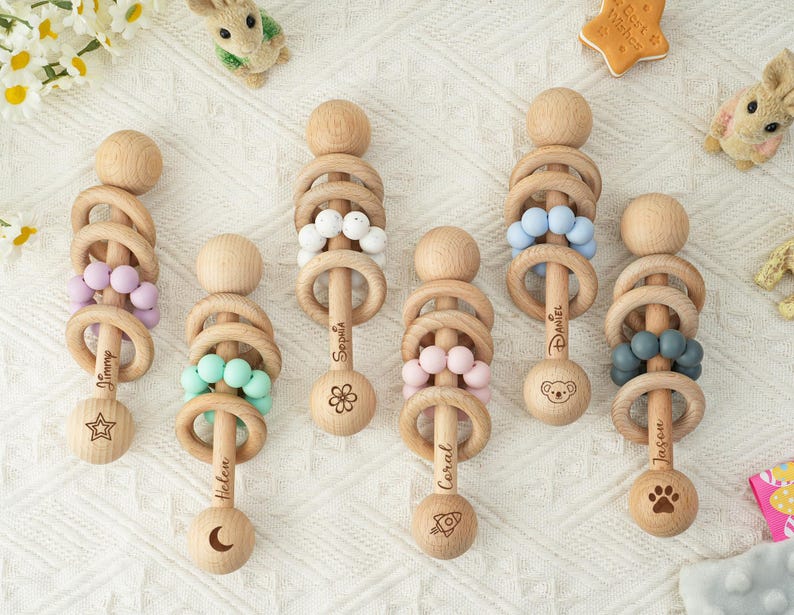 Custom Wooden Baby Rattle,personalized Baby Rattle for Boy Girl ...