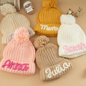 Personalized Baby Beanie, Custom Baby Name Hat, Custom Toddler Beanie, Unisex Baby Beanie, Embroidery Knit Baby Beanie, Kid&#39;s Winter Hats