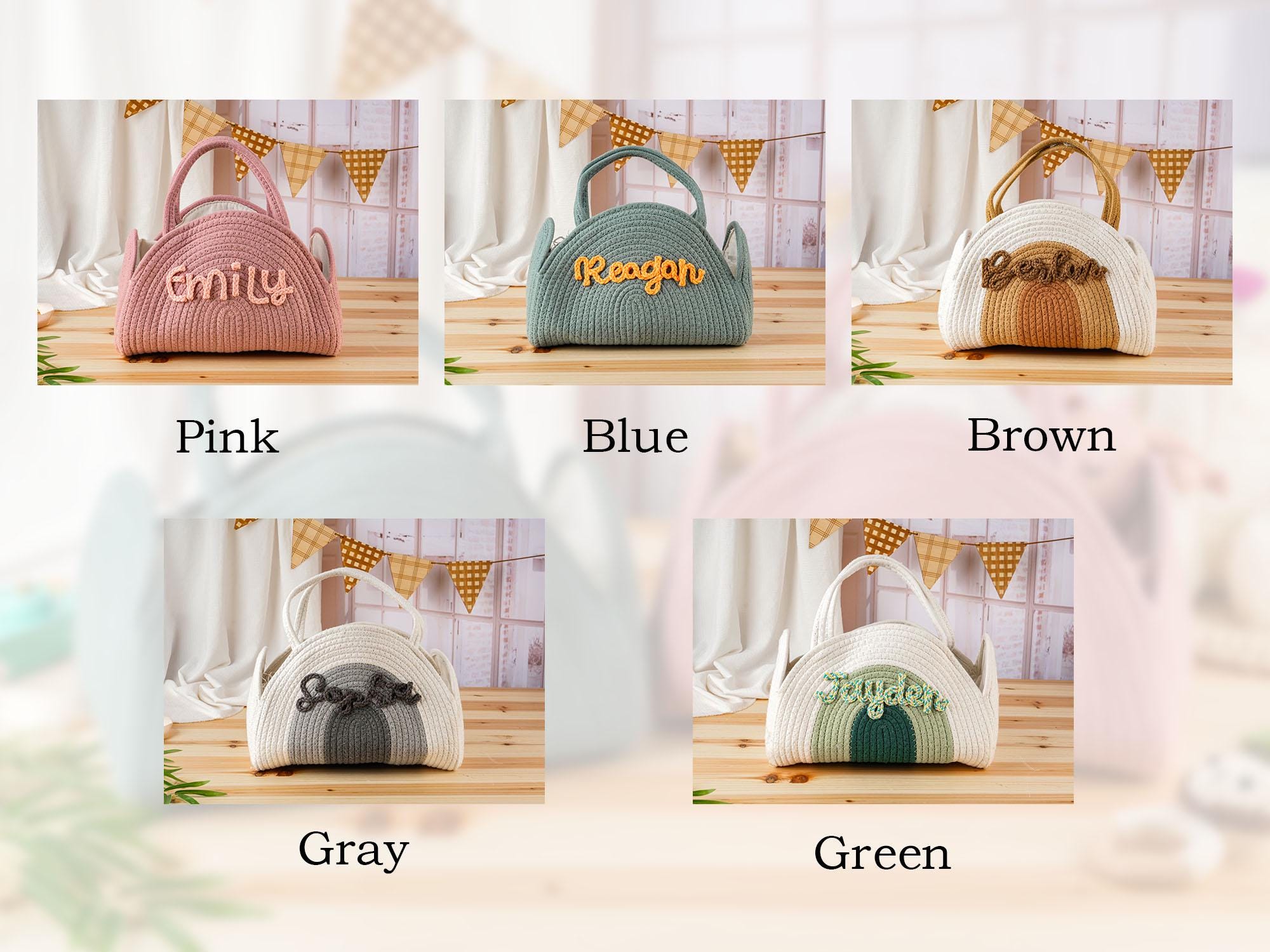 Personalisiertes Baby Geschenkkorb - Handgehäkelt Aus Baumwolle 24x18cm Für Windeln & Spielzeug