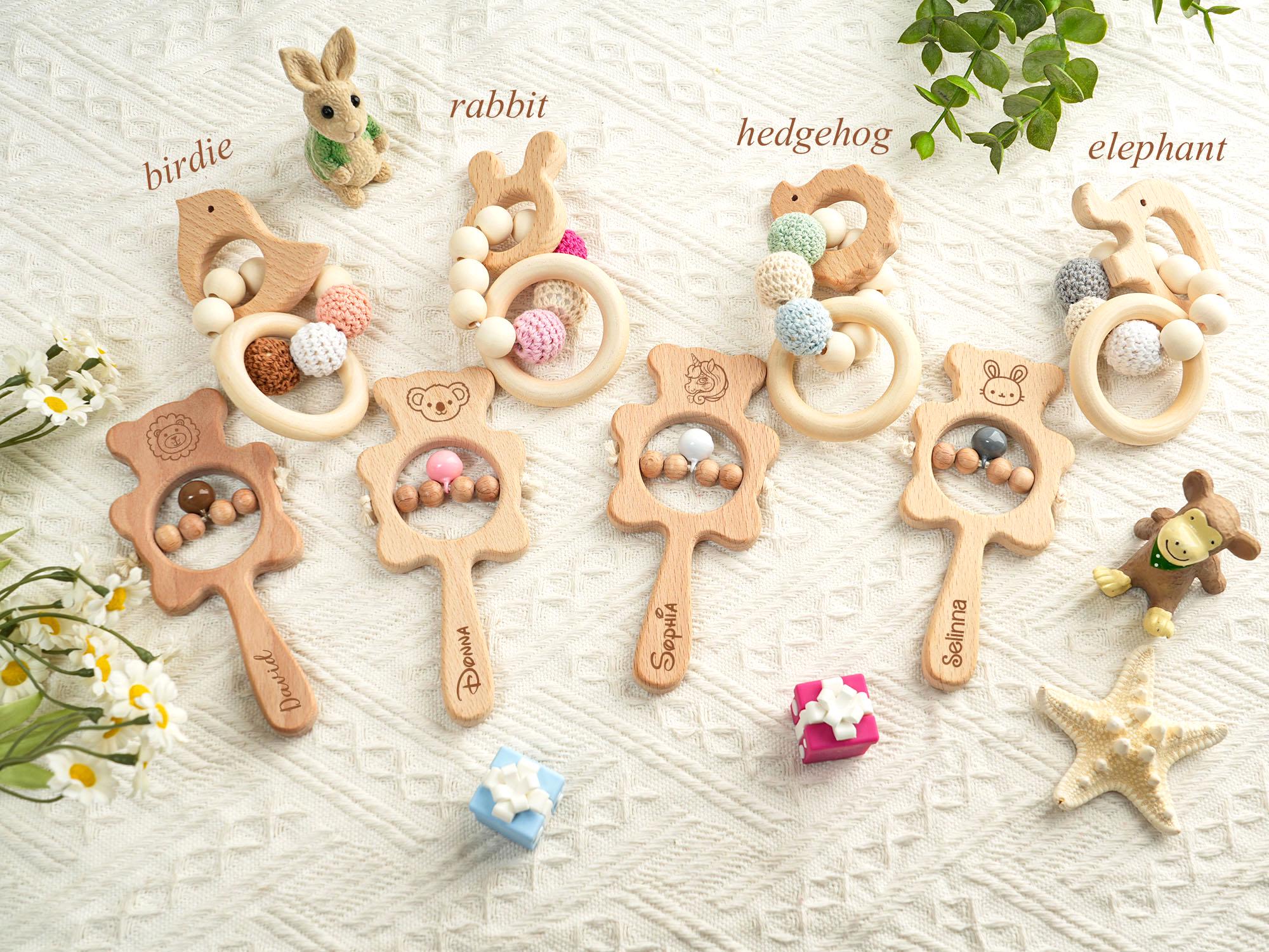 Personalized Rattle for Baby,custom Wooden Baby Rattle,engraved Rattle ...