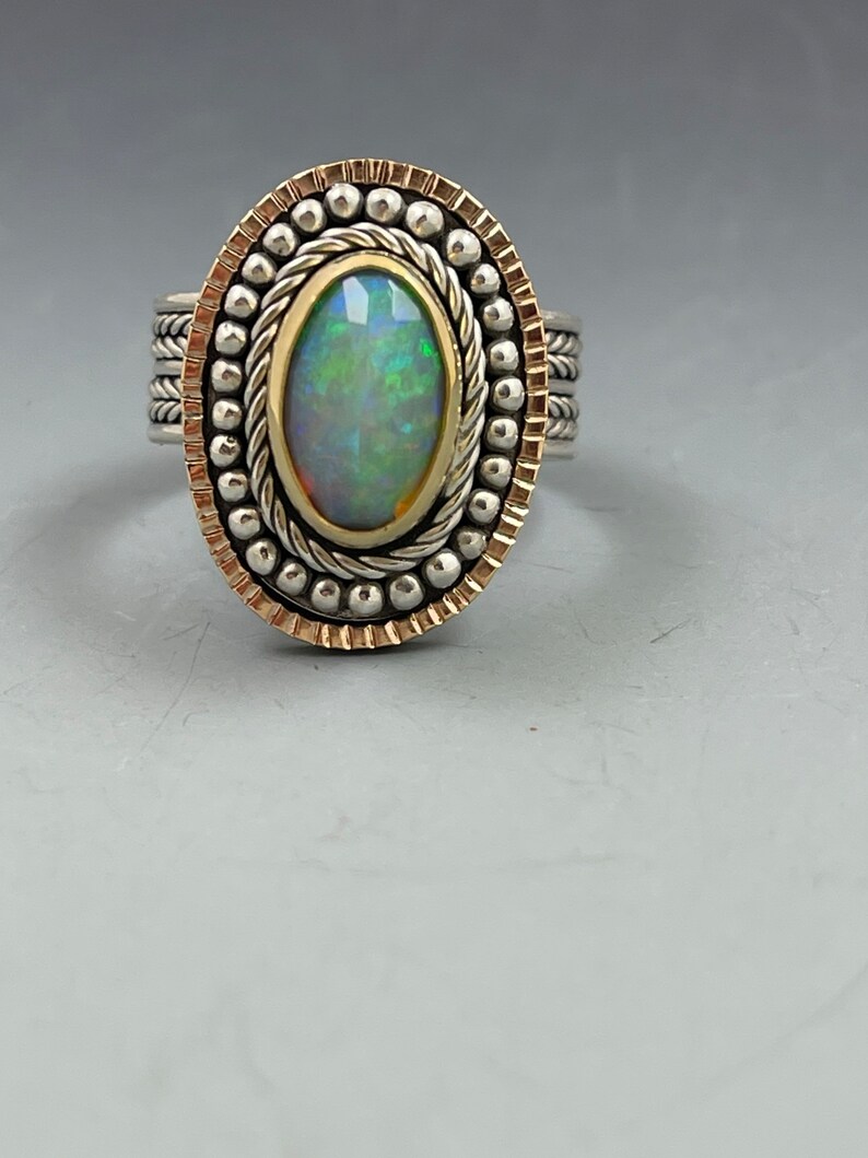 Fancy Braided Faceted Opal Ring image 2