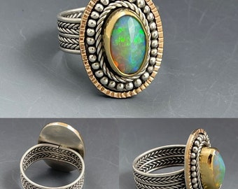 Fancy Braided Faceted Opal Ring