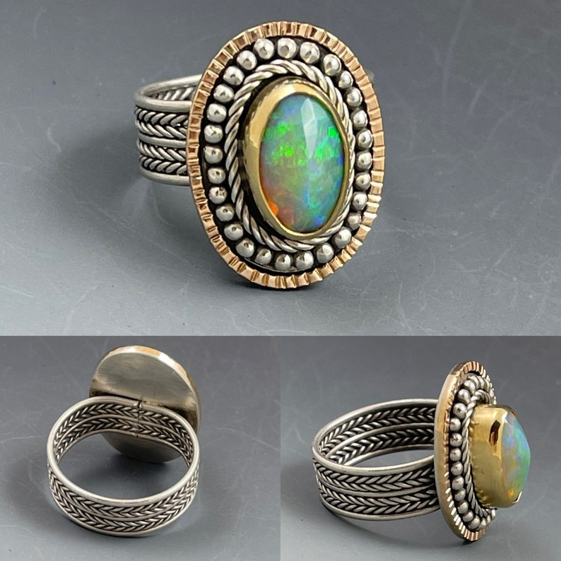 Fancy Braided Faceted Opal Ring image 1